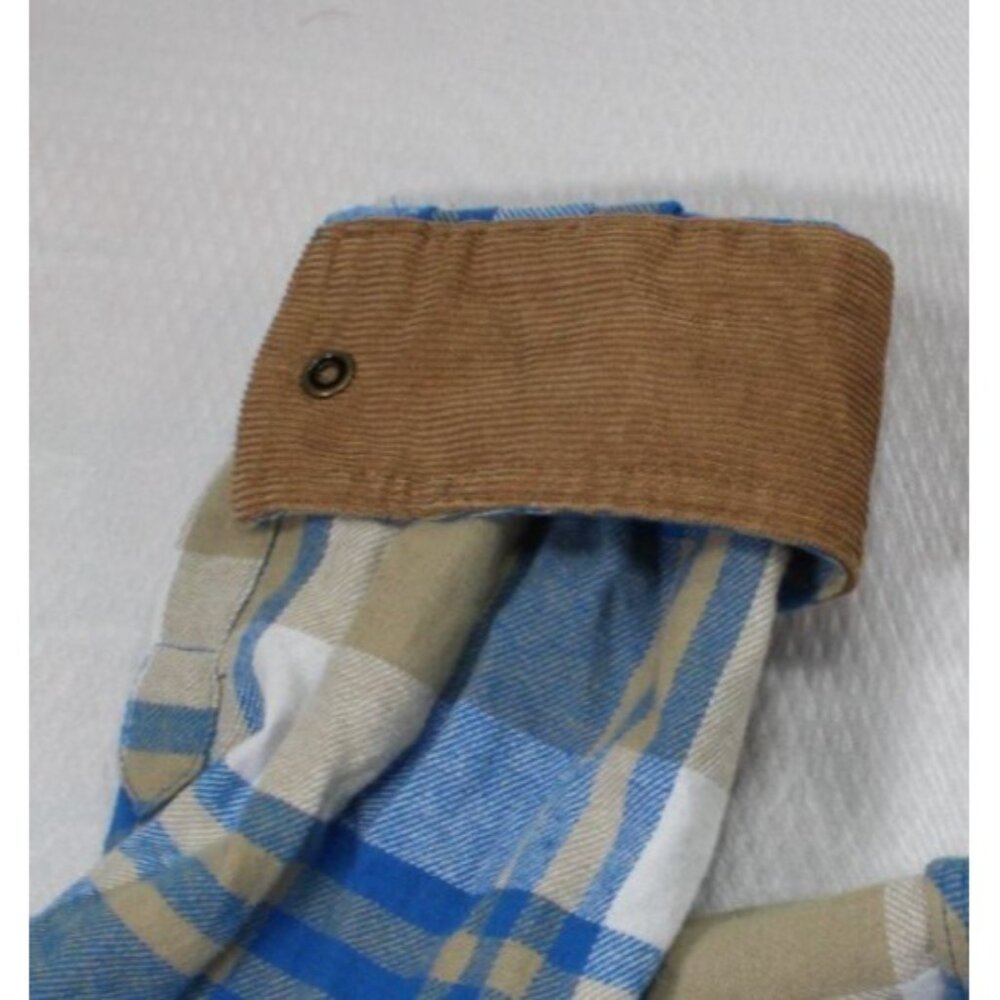 Legendary Stockyards Mens XL Plaid Flannel Shirt Blue & Tan 100% Cotton - Picture 12 of 12